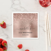 Zwanzigste Rose Gold Glitzer Name Serviette (Beispiel)