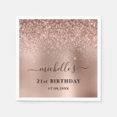 Zwanzigste Rose Gold Glitzer Name Serviette (Vorderseite)