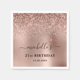 Zwanzigste Rose Gold Glitzer Name Serviette