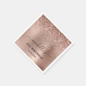 Zwanzigste Rose Gold Glitzer Name Serviette (Ecke)