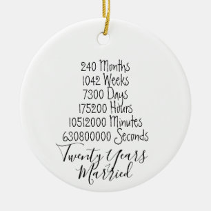 Zwanzigster Jahrestag 20. Hochzeitsjahr verheirate Keramik Ornament