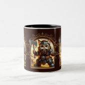 Zwarf Feline Fantasy Adventure Zweifarbige Tasse (Mittel)