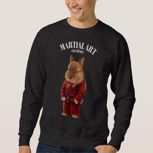 Zwarf Rabbit Judo Karate Master in Red Judogi Sweatshirt (Vorderseite)