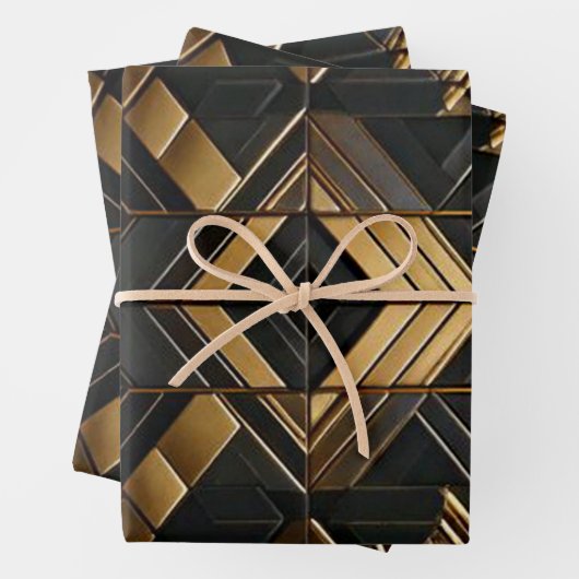 Zwart Goud Retro Inpakpapier Geschenkpapier Set (Beispiel)
