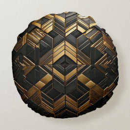 Zwart Goud Retro Kussen  Rundes Kissen