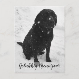 Zwart-Wit Foto Gelukig Nieuwjaar Kerstkaart Postkarte