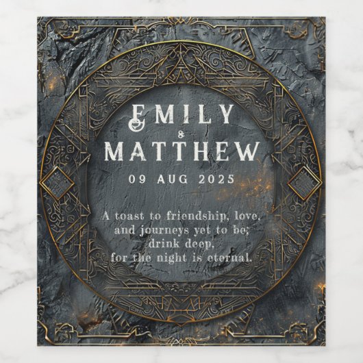 Zwarven Splendor Fantasy Wedding Weinetikett (Einzelnes Label)