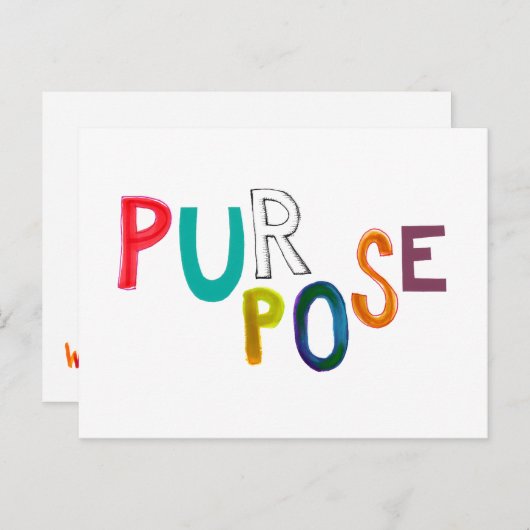 Zweck Sinn Gebrauch Identität lustige bunte Wortku Postkarte (Vorne/Hinten)