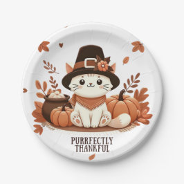 Zweckmäßig dankbare Katze Pappteller