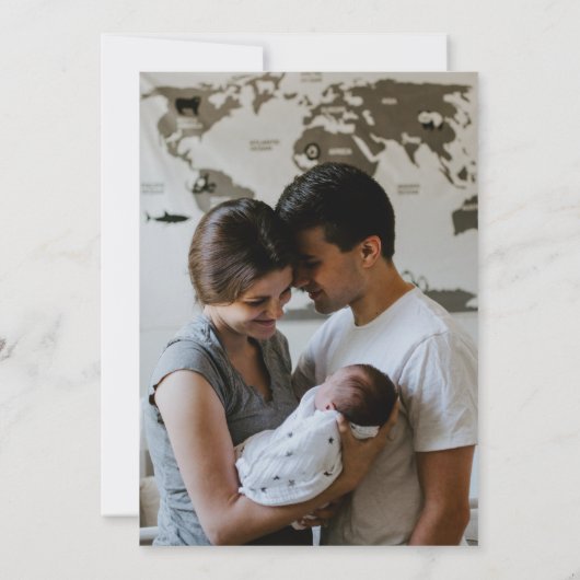 Zwei 2 Foto Minimalistisch Hello World Ankündigung (Rückseite)