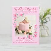 Zwei 2 Foto Minimalistisch Hello World Dankeskarte (Stehend Vorderseite)