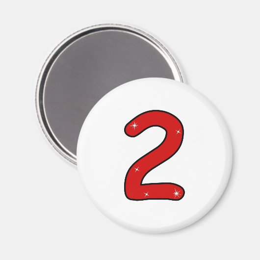 zwei, 2 Jahre, zweite, 2 Jahre alt, Datum, Nummer Magnet (Vorderseite/Rückseite)
