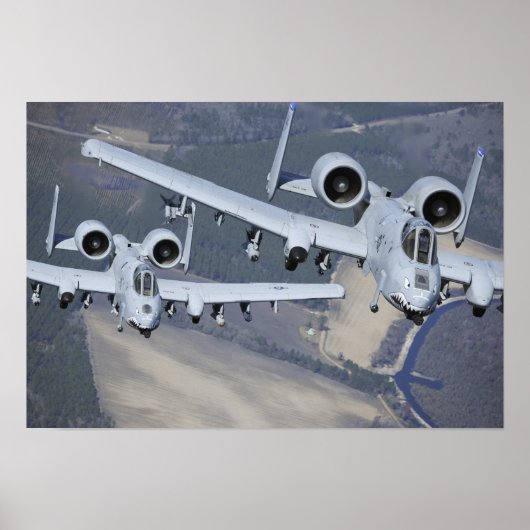Zwei A-10C-Thunderbolzen II fliegen formatgenau Poster (Vorne)
