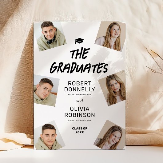 Zwei Absolventen Foto Gemeinsamer Abschluss Einladung