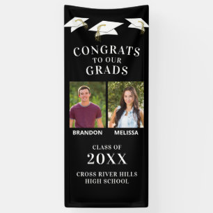 Zwei Absolventen Fotos GLÜCKWUNSCH GRAD Caps Black Banner