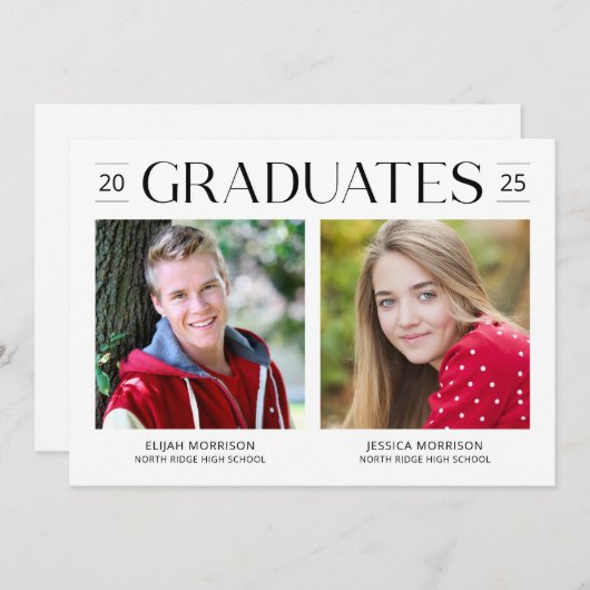 Zwei Absolventen Joint Abschluss Modernes Grad Par Einladung (Vorne/Hinten)