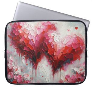 Zwei Abstrakte Herz-Malerei Valentine Decoupage Laptopschutzhülle