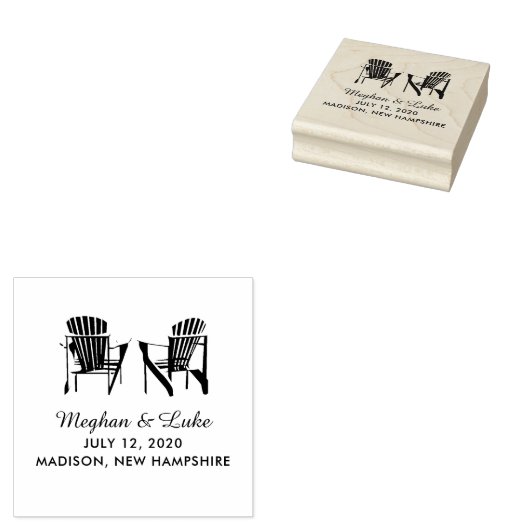 Zwei Adirondack-Stühle Hochzeit am See oder am Str Gummistempel (Stempel)