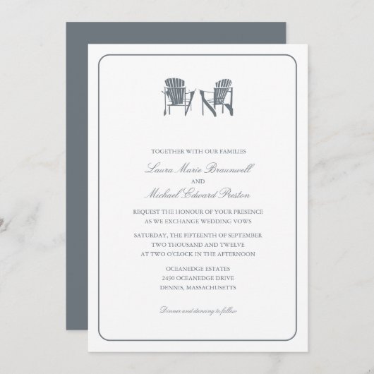 Zwei Adirondack-Stühle Hochzeit Einladung (Vorne/Hinten)