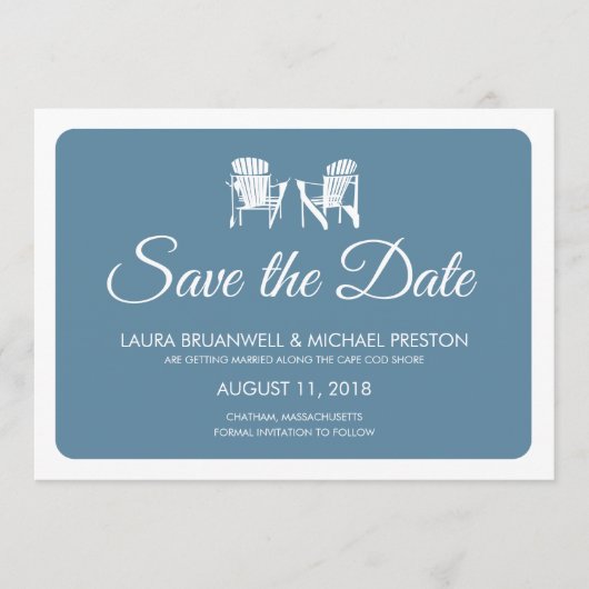 Zwei Adirondack-Stühle Save the Date (Vorderseite)