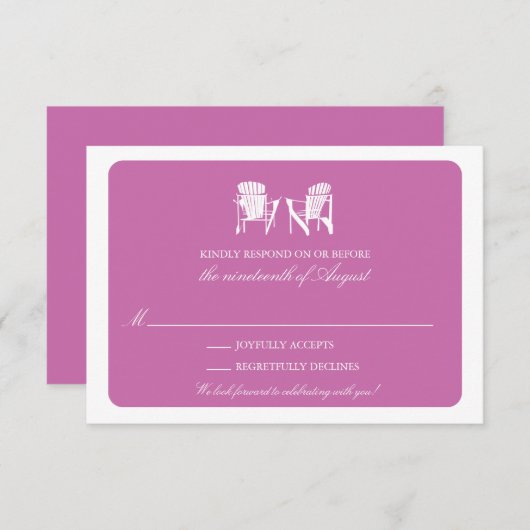 Zwei Adirondack-Stühle UAWG Einladung (Vorne/Hinten)