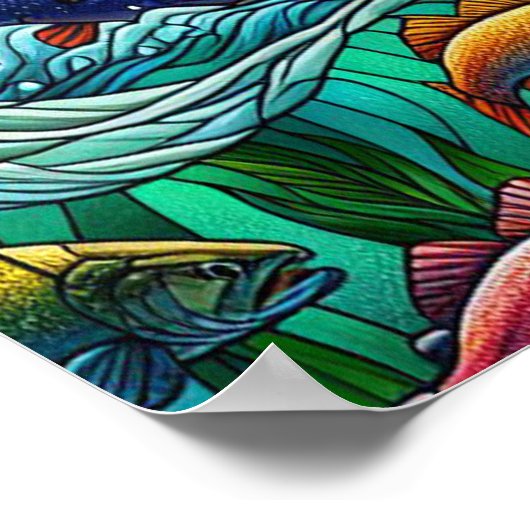 Zwei Adler mit Balden fangen Fisch über Wasser 16x Poster (Ecke)