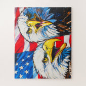Zwei Adler sprechen - US-Flagge und Bald-Adler Puzzle (Vertikal)