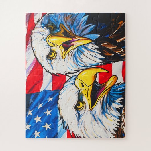 Zwei Adler sprechen - US-Flagge und Bald-Adler Puzzle (Vertikal)