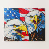 Zwei Adler sprechen - US-Flagge und Bald-Adler Puzzle (Horizontal)