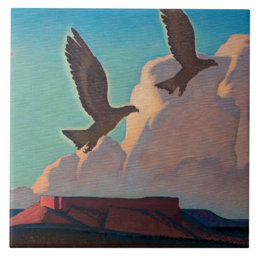 Zwei Adler von Maynard Dixon Fliese (Vorderseite)