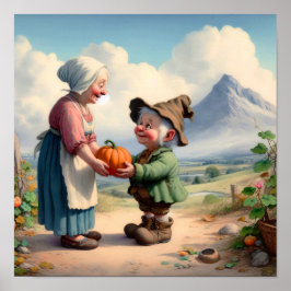 Zwei Adorable Adult Munchkins in einem Pumpkin-Pat Poster