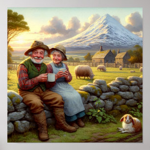 Zwei Adult Munchkins genießen Kaffee Poster