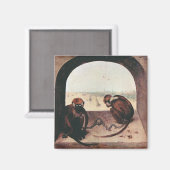 Zwei Affen von Pieter Bruegel Magnet (Vorderseite/Rückseite)