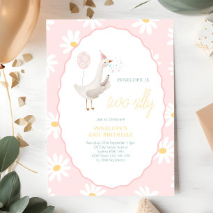 Zwei alberne Gans Daisy Mädchen 2. Geburtstag Einladung