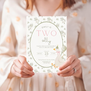 Zwei alberne Gans-Geburtstags-Einladung Vintage-Bl Einladung