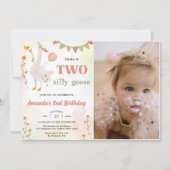 Zwei Alberne Gänse 2. Geburtstag Foto Einladung (Vorderseite)