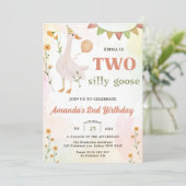 Zwei Alberne Gänse 2. Geburtstag Party Einladung (Stehend Vorderseite)