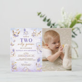 Zwei Alberne Gänse 2. Geburtstag Party Foto Einladung (Stehend Vorderseite)