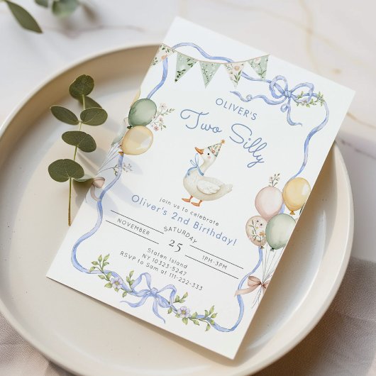 Zwei Alberne Gänse Junge 2. Geburtstag Einladung