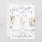 Zwei Alberne Gänse Junge 2. Geburtstag Einladung (Vorderseite)