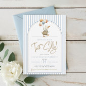 Zwei Alberne Gänse Niedlich Pinstripe Junge 2. Geb Einladung