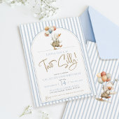 Zwei Alberne Gänse Niedlich Pinstripe Junge 2. Geb Einladung