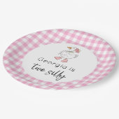 Zwei Alberne Gänse Rosa Geburtstag Pappteller (Schrägansicht)