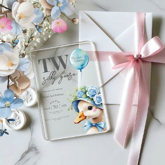 Zwei Alberne Gänsejunge zum 2. Geburtstag Einladun Acryleinladungen