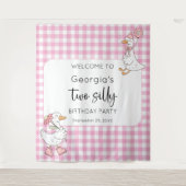 Zwei Alberne Gänserosa 2. Geburtstag Begrüßungsgru Wandteppich (Vorderseite)