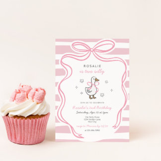 Zwei Alberne Goose Coquette Girls 2. Geburtstag Einladung