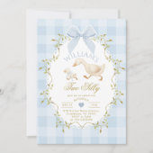 Zwei alberne wunderliche blaue Gingham-Junge 2. Ge Einladung (Vorderseite)