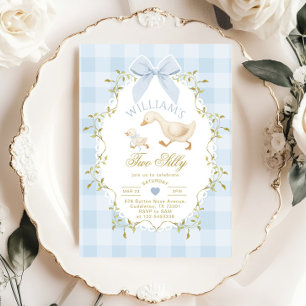 Zwei alberne wunderliche blaue Gingham-Junge 2. Ge Einladung