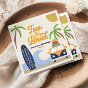 Zwei am Strand Surfen Blau 2. Geburtstagsfeier Serviette