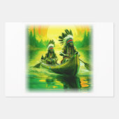 Zwei Amerikanische Ureinwohner rudern auf dem See Geschenkpapier Set (Vorderseite 2)